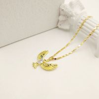 Casual Simple Style Devil's Eye Wings Bird Stainless Steel Titanium Alloy Inlay Rhinestones Women's Pendant Necklace main image 5