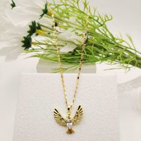Casual Simple Style Devil's Eye Wings Bird Stainless Steel Titanium Alloy Inlay Rhinestones Women's Pendant Necklace main image 6