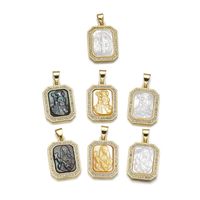 Basic Square Copper Plating Inlay Zircon 18k Gold Plated Charms main image 3