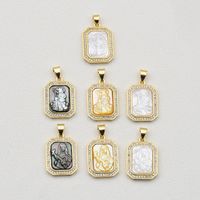 Basic Square Copper Plating Inlay Zircon 18k Gold Plated Charms main image 2