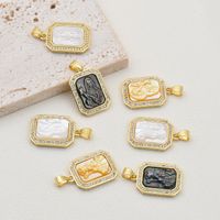 Basic Square Copper Plating Inlay Zircon 18k Gold Plated Charms main image 1