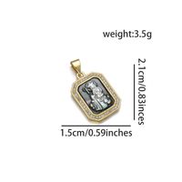 Basic Square Copper Plating Inlay Zircon 18k Gold Plated Charms sku image 1