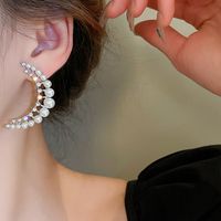 1 Paire Style Simple Brillant Couleur Unie Placage Incruster Alliage Perles Artificielles Strass Boucles D'oreilles main image 6