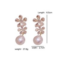 1 Pair Sweet Flower Inlay Alloy Artificial Pearls Rhinestones Drop Earrings main image 2