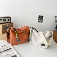 Unisex Nylon Solid Color Basic Square Zipper Shoulder Bag Underarm Bag main image 4