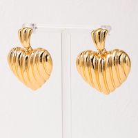 1 Pair Simple Style Heart Shape Plating Alloy Gold Plated Silver Plated Drop Earrings main image 4
