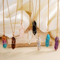 Ig Style Handmade Simple Style Geometric Stainless Steel Natural Stone Pendant Necklace main image 11