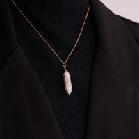 Ig Style Handmade Simple Style Geometric Stainless Steel Natural Stone Pendant Necklace main image 3