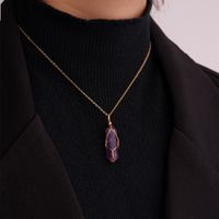 Ig Style Handmade Simple Style Geometric Stainless Steel Natural Stone Pendant Necklace main image 8