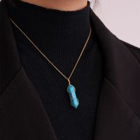 Ig Style Handmade Simple Style Geometric Stainless Steel Natural Stone Pendant Necklace main image 6
