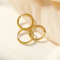 1 Pair Simple Style Round Plating 304 Stainless Steel 14K Gold Plated Hoop Earrings main image 3