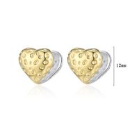 1 زوج غير رسمي شكل القلب تصفيح الفضة الاسترليني 24 كيلو مطلية بالذهب مطلي بالفضة ترصيع الأذن main image 2