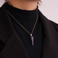 Ig Style Handmade Simple Style Geometric Stainless Steel Natural Stone Pendant Necklace main image 3