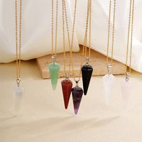 Ig Style Handmade Simple Style Geometric Stainless Steel Natural Stone Pendant Necklace main image 1