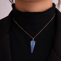 Ig Style Handmade Simple Style Geometric Stainless Steel Natural Stone Pendant Necklace main image 4