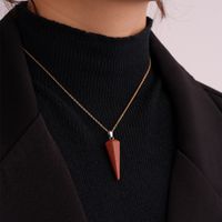 Ig Style Handmade Simple Style Geometric Stainless Steel Natural Stone Pendant Necklace main image 9