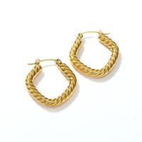 304 Stainless Steel 14K Gold Plated Elegant Vintage Style Plating Square Twist Earrings main image 4