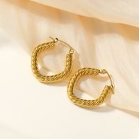304 Stainless Steel 14K Gold Plated Elegant Vintage Style Plating Square Twist Earrings main image 3