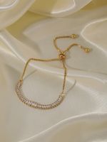 Elegant Bow Knot Copper Inlay Zircon 18k Gold Plated Bracelets main image 6