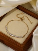 Elegant Bow Knot Copper Inlay Zircon 18k Gold Plated Bracelets main image 7
