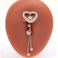 1 Piece Belly Rings Elegant Luxurious Classic Style Heart Shape Wings Butterfly 316 Stainless Steel  Alloy Epoxy Plating Inlay Rhinestones Glass White Gold Plated main image 6
