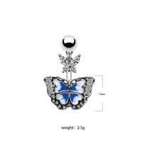 1 Piece Belly Rings Elegant Luxurious Classic Style Heart Shape Wings Butterfly 316 Stainless Steel  Alloy Epoxy Plating Inlay Rhinestones Glass White Gold Plated main image 3