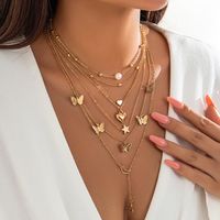 Sweet Simple Style Star Heart Shape Butterfly Alloy Copper Women's Pendant Necklace main image 3