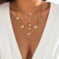 Sweet Simple Style Star Heart Shape Butterfly Alloy Copper Women's Pendant Necklace sku image 1