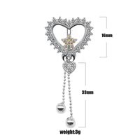 1 Piece Belly Rings Elegant Luxurious Classic Style Heart Shape Wings Butterfly 316 Stainless Steel  Alloy Epoxy Plating Inlay Rhinestones Glass White Gold Plated sku image 4