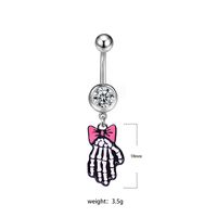 1 Piece Belly Rings Elegant Luxurious Classic Style Heart Shape Wings Butterfly 316 Stainless Steel  Alloy Epoxy Plating Inlay Rhinestones Glass White Gold Plated sku image 1
