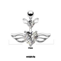 1 Piece Belly Rings Elegant Luxurious Classic Style Heart Shape Wings Butterfly 316 Stainless Steel  Alloy Epoxy Plating Inlay Rhinestones Glass White Gold Plated sku image 3