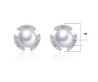 1 Pair Simple Style Geometric Solid Color Plating Inlay Copper Artificial Pearls White Gold Plated Ear Studs main image 2