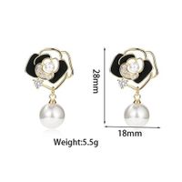 1 Pair Elegant Glam Flower Plating Inlay Alloy Artificial Gemstones Artificial Pearls Gold Plated Drop Earrings main image 2