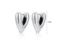 1 Pair Casual Heart Shape Plating Sterling Silver White Gold Plated Earrings main image 2