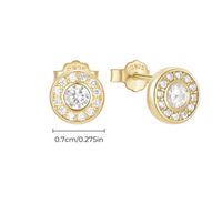 1 Pair Simple Style Geometric Round Flower Plating Inlay Sterling Silver Zircon Ear Studs main image 2