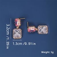 1 Pair Elegant Baroque Style Shiny Rectangle Plating Inlay Copper Zircon White Gold Plated Drop Earrings main image 2