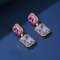 1 Pair Elegant Baroque Style Shiny Rectangle Plating Inlay Copper Zircon White Gold Plated Drop Earrings main image 4