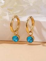 1 Pair Classic Style Round Plating Inlay 304 Stainless Steel Zircon 14K Gold Plated Drop Earrings main image 2