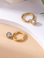 1 Pair Classic Style Round Plating Inlay 304 Stainless Steel Zircon 14K Gold Plated Drop Earrings main image 4