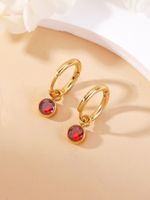 1 Pair Classic Style Round Plating Inlay 304 Stainless Steel Zircon 14K Gold Plated Drop Earrings main image 5