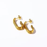 1 Pair Elegant French Style Classic Style U Shape Patchwork Plating Metal 304 Stainless Steel 14K Gold Plated Ear Studs main image 3