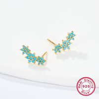 1 Pair Sweet Flower Plating Inlay Sterling Silver Zircon 18k Gold Plated White Gold Plated Ear Studs sku image 1