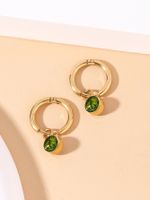 1 Pair Classic Style Round Plating Inlay 304 Stainless Steel Zircon 14K Gold Plated Drop Earrings sku image 2