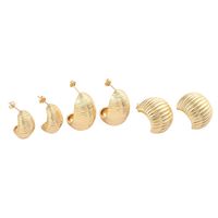 1 Pair Simple Style C Shape Plating Copper 18k Gold Plated Ear Studs main image 5