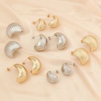 1 Pair Simple Style C Shape Plating Copper 18k Gold Plated Ear Studs main image 1