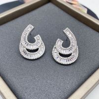 1 Pair Elegant Luxurious Square Water Droplets Inlay Copper Alloy Zircon Drop Earrings Ear Studs sku image 12