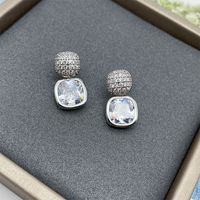 1 Pair Elegant Luxurious Square Water Droplets Inlay Copper Alloy Zircon Drop Earrings Ear Studs sku image 9