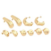1 Pair Simple Style Commute Geometric Polishing Plating Copper 18k Gold Plated White Gold Plated Ear Studs main image 5