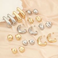 1 Pair Simple Style Commute Geometric Polishing Plating Copper 18k Gold Plated White Gold Plated Ear Studs main image 1
