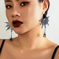 1 Pair Gothic Exaggerated Spider Spider Web Hollow Out Alloy Drop Earrings main image 3